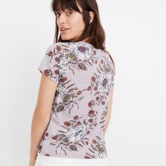 Madewell Lo-fi Shrunken Painted Blooms Floral Light Purple Tee - Picture 2 of 8